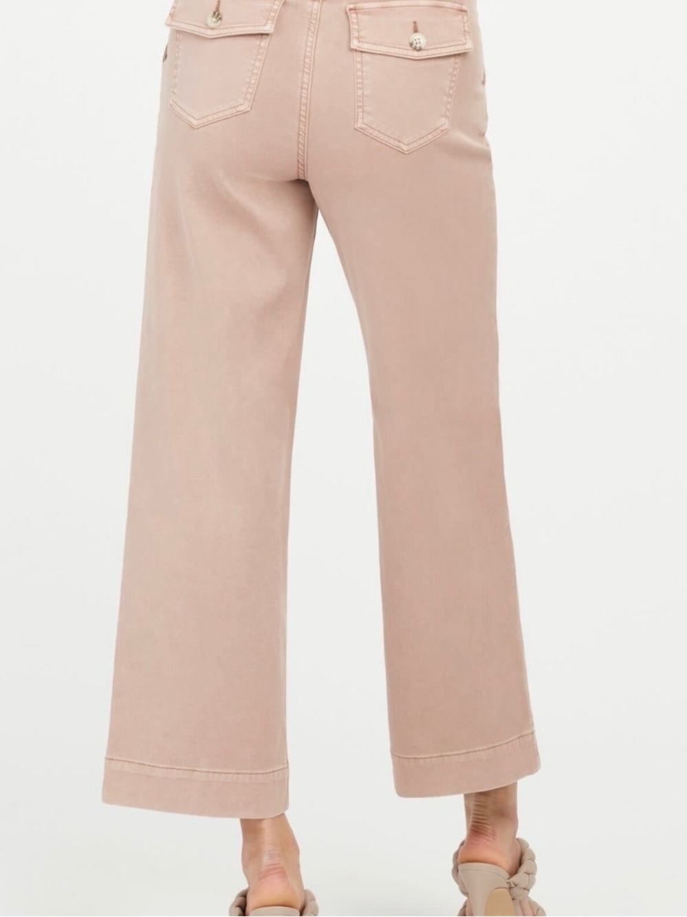 NWOT SPANX Mauve Twill wide leg crop pants - Picture 3 of 6